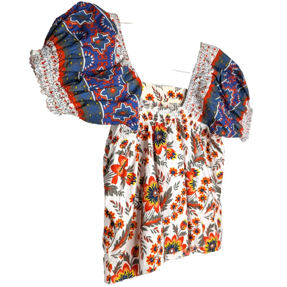 Joie Cleona Puff Sleeve Boho Peasant Prairie Cottage Floral Square Neck Top SML - Picture 6 of 11